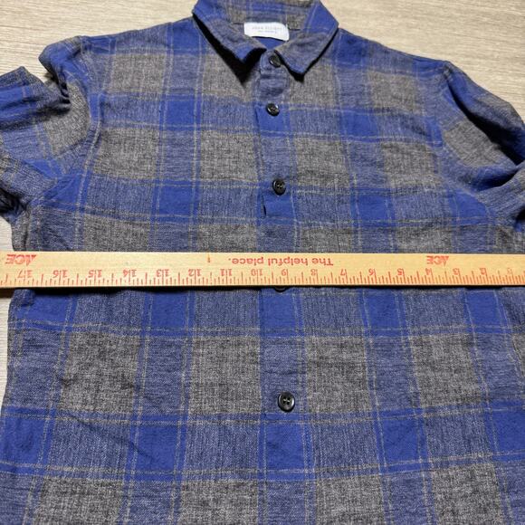 John Elliott Men's Plaid Flannel Blue Gray Fall/Winter 18 Button Up Sz 1 Xs/S - Picture 5 of 7